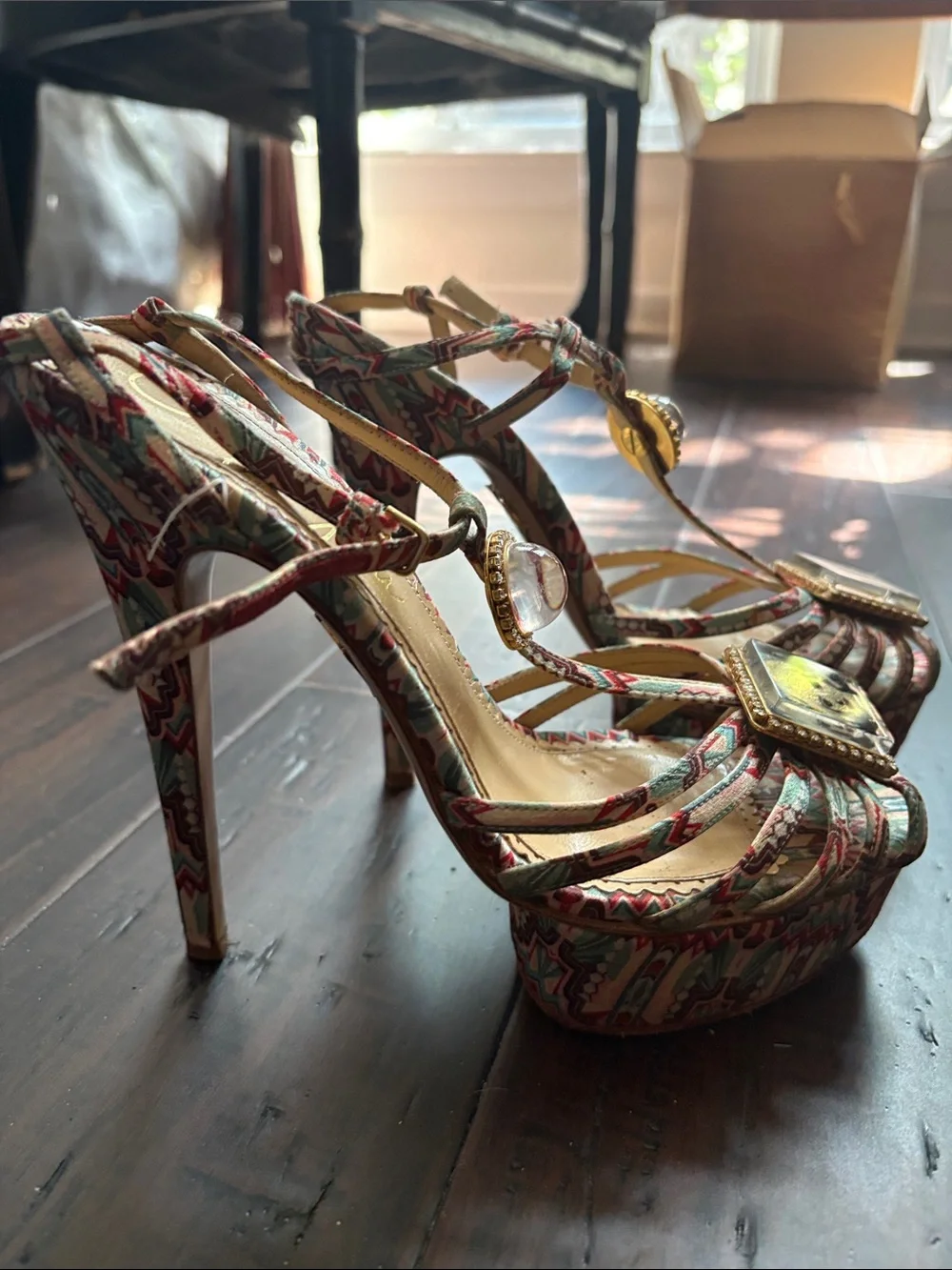 Charlotte Olympia Betty Davis Hollywood Platform Heels - Decorative Gem